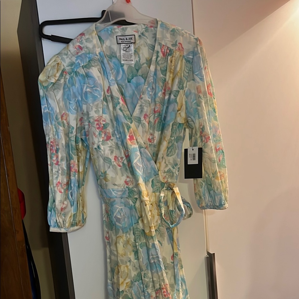 Paul & Joe Pastel Floral Wrap midi Dress